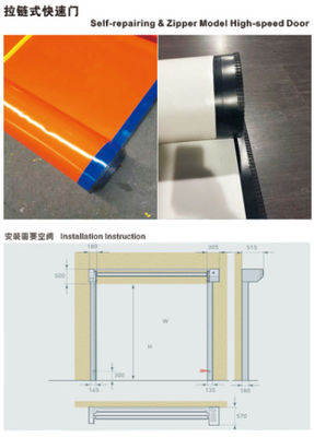 درب های غلتکی سریع زیپ خود تعمیری پی وی سی رول تاپ پلاستیکی پلی استر صنعتی